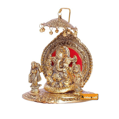 KridayKraft Riddhi Shiddhi Ganesha Metal Statue for Temple Pooja Ganesh Murti Decorative