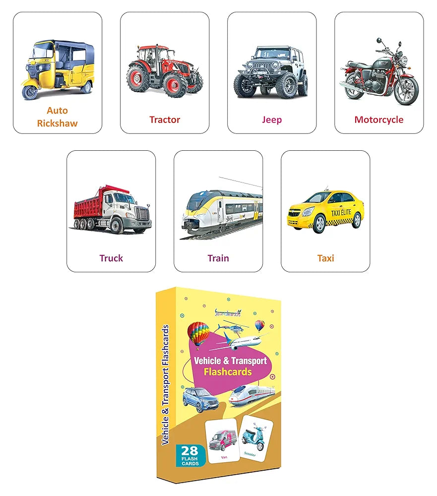 Gurukanth® Premium Vehicles Flash Cards for Kids Early Learning | Easy & Fun Way of Learning 1 Year to 6 Years Babies Smart Toys