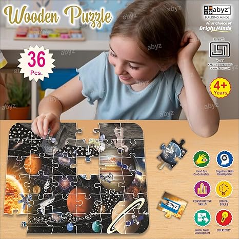 ABYZ Wooden Jigsaw Puzzles for Kids SpaceJigsaw Puzzle for Kids of Age 4-6 Years 36 Pcs Puzzle