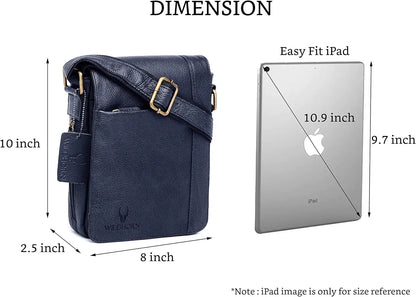 WildHorn Leather 8.5 inch Sling Messenger Bag for Men I Multipurpose Crossbody Bag I Travel Bag with Adjustable Strap I DIMENSION: L- 8.5inch H- 10.5inch W- 3inch