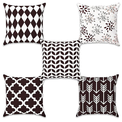 Story@Home Polyester Cushion Cover for Bedroom Living Room (Pack of 5 Pieces, Brown)