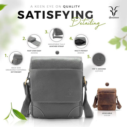Goatter Genuine Leather 10" Inch Sling Bag For Unisex