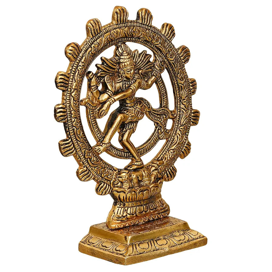 Webelkart Premium Gold Plated Lord Shiva Dancing Natraj Statue Showpiece Handcrafted Sculpture