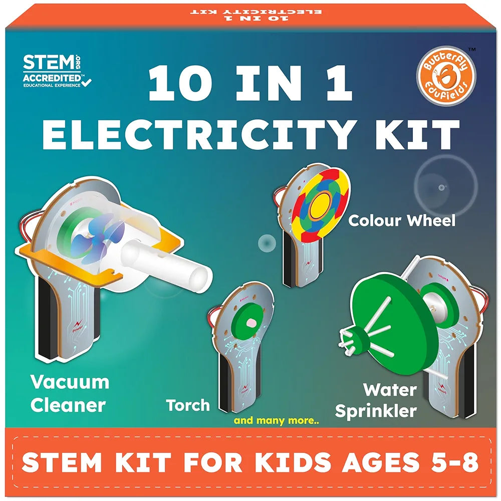 Butterfly EduFields 10in1 Ultimate Electricity Kit | Science Project Kit | Stem Toys for Kids Age 5-8 Years Boys Girls | Best Birthday Gift Idea