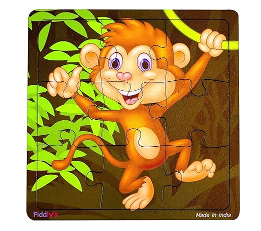 Fiddlys Kid's Wooden Jigsaw Puzzle Games for Children & Kids Paperless Puzzle - 9 Pieces | Pack of 4 | Age 3+