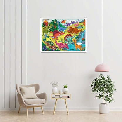 Mini Leaves 48 Piece Wooden Puzzle for Kids & Adults | Dinosaurs Jigsaw Puzzle | Fun & Challenging Floor Wooden Puzzle Game