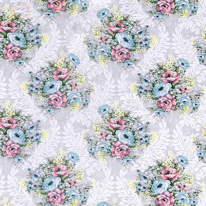Cloth Fusion Blackout Printed Premium Window Curtains 5 Feet Long Set of 2 Ivory Bouquet
