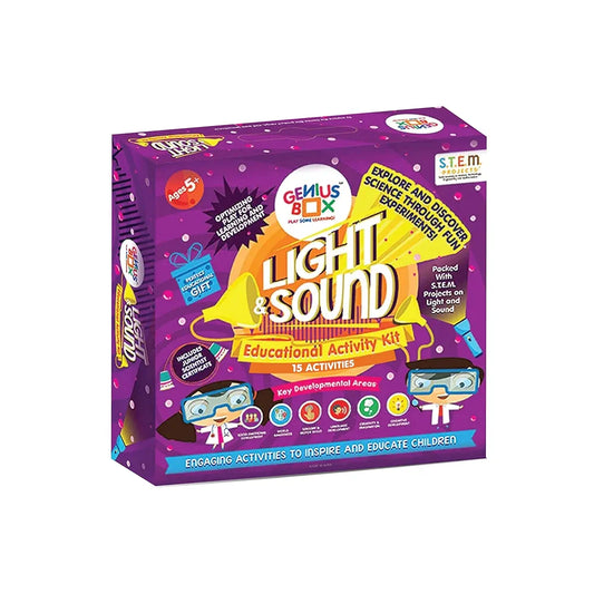 Genius Box - Play some Learning STEM Toy for 5+ Year Age: Light and Sound DIY,Activity Kit, Learning Kit, Educational Kit,Multicolor, Wood;Paper 15 Activity Kit