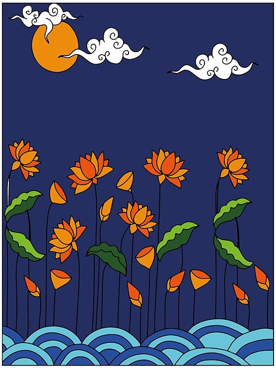 Hobby India Self Painting Beautiful Flower Canvas | Pichwai Art | Pre-designed Canvas Board