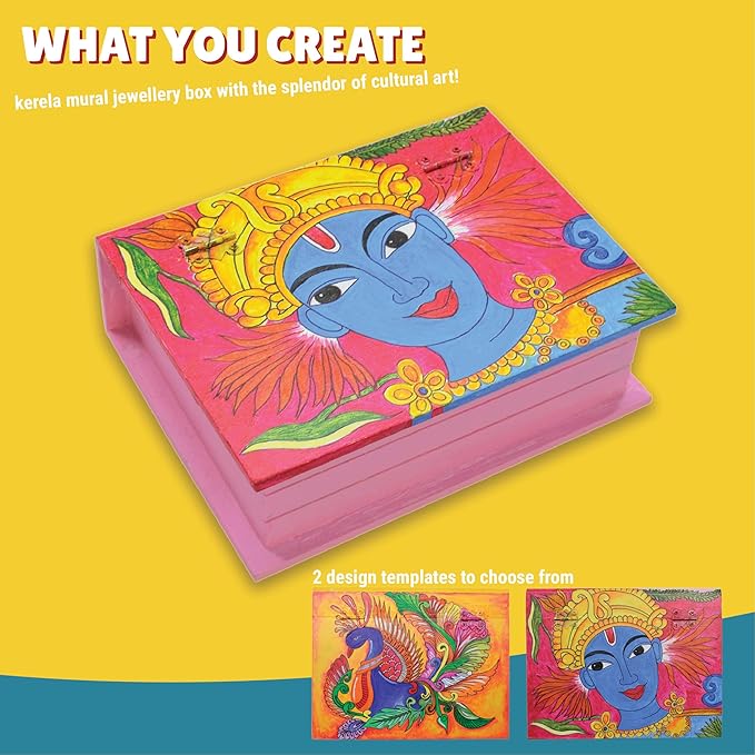 Kalakaram Diy Kerala Mural Jewellery Box Painting Kit | Cultural Education & Indian History Kit | Diy Kit for Kids | Educational Kit for Kids