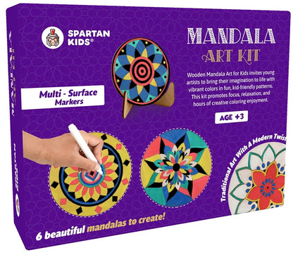 SPARTAN KIDS® Mandala Art Kit Age 3+ | Create 6 Beautiful Mandalas | Art Kit with Mandala Drawing for Kids 6-12 & Craft Kit for Girls 9-12 | Mandala Art Kit for Adults