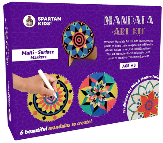 SPARTAN KIDS® Mandala Art Kit Age 3+ | Create 6 Beautiful Mandalas | Art Kit with Mandala Drawing for Kids 6-12 & Craft Kit for Girls 9-12 | Mandala Art Kit for Adults