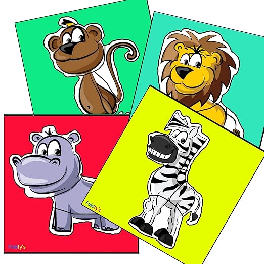 Fiddly Wooden Jigsaw Puzzle for Early Age Children Paperless Puzzle | Pack of 12 Zoo Animals