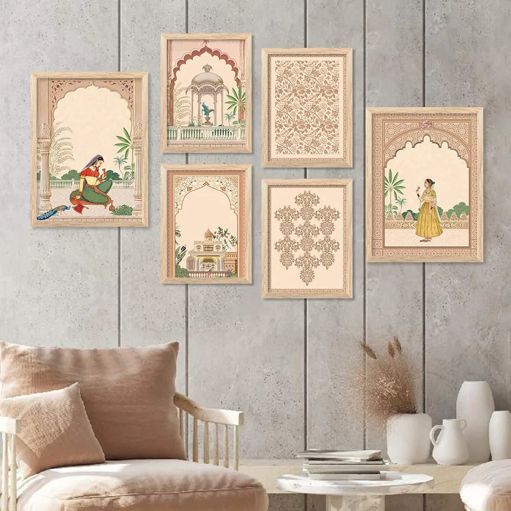 Kotart Madhubani Art Paintings with Frame Traditional Framed Painting C Pack of 6