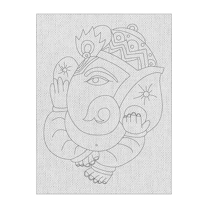 Hobby India Self Painting God Ganesha Canvas | Madhubani Art | Pre-designed Canvas Board