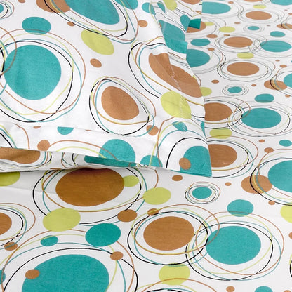 Divine Casa 100% Cotton Bedsheet for Single Bed 144 TC Bedsheet Single Size Bed Cotton with 1 Pillow Cover Colour Aqua Sand