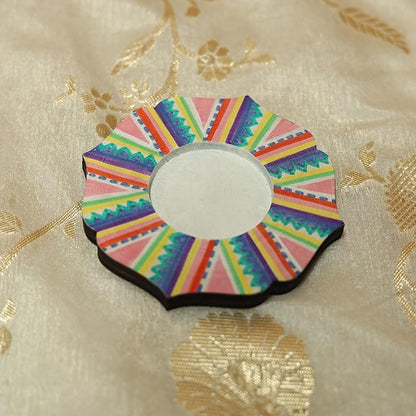 Hobby India 10 Pieces Mdf Wooden Tealight Candle Holder for Home and Office Decoration