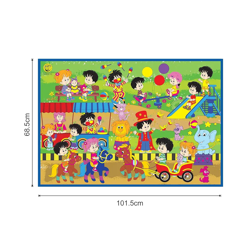 Ratna's My Coloring Mat Carnival Printed Mat of Size 40 x 27 Inches, Washable & Reusable Colouring Kit for Kids 3+ Years
