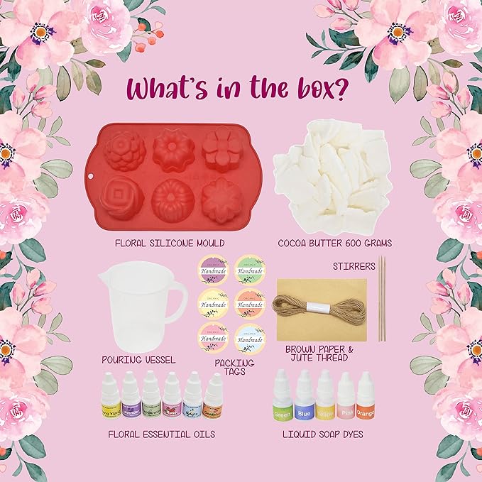 Kalakaram Diy Melt & Pour Shea Butter Soap Making Kit | Craft 6 Sls and Paraben-free Shea Butter Soaps | Diy Kit for Kids