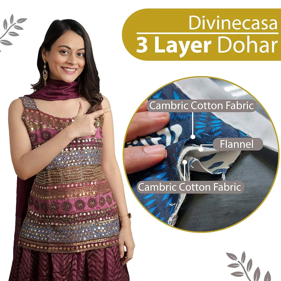 Divine Casa 120 GSM Cotton Dohar Single Bed Cotton AC Blanket Reversible Soft Light-Weight Bed Blanket TC - 120 Colour Honey Mustard