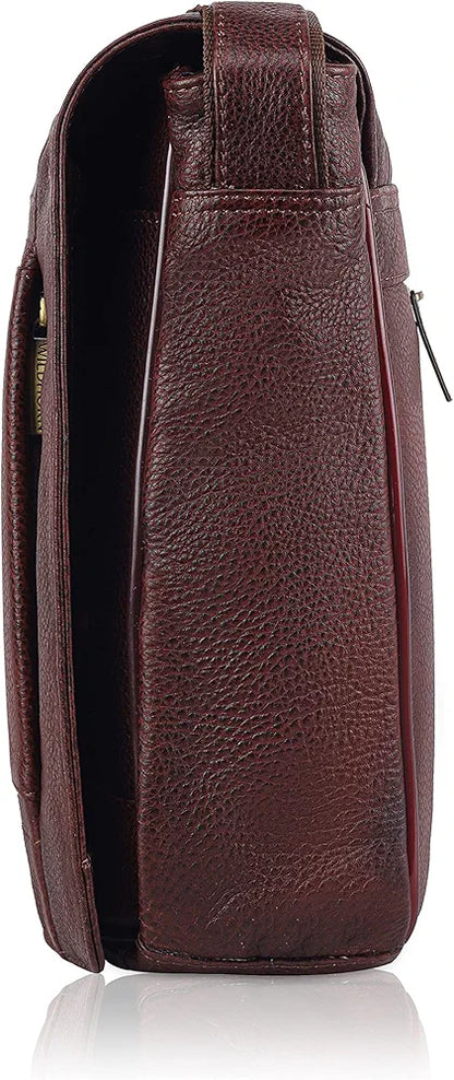 WildHorn Leather Messenger Bag for Men/Office Bag for Men | Fits Upto 15.6 Inch Laptop/MacBook | Laptop Bag/Leather Bag for Men I Dimension : L-16 inch W-3.5 inch H-12 inch