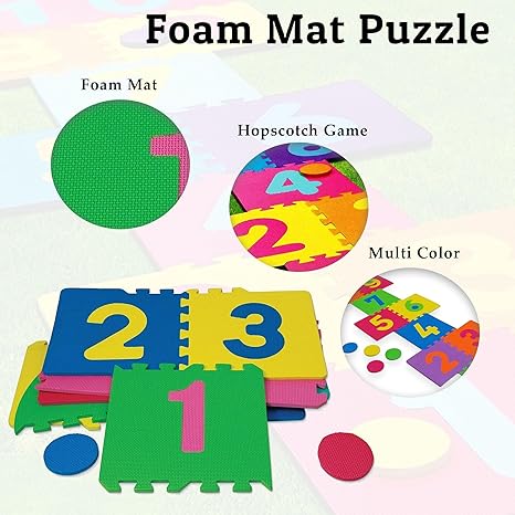 FunBlast Hopscotch Mat for Kids Foam Mat Puzzle for Kids Indoor and Outdoor Hopscotch Game