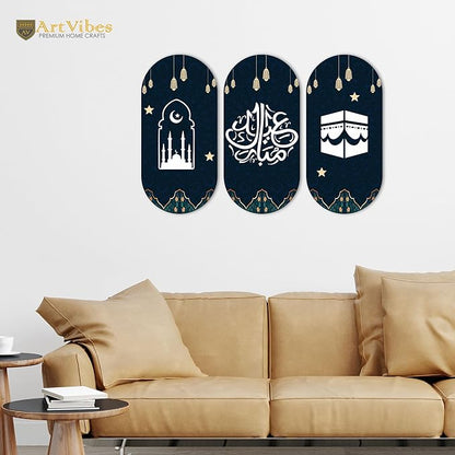 Artvibes Designer Wooden Wall Hanging Decoration Items for Home | Set of 3