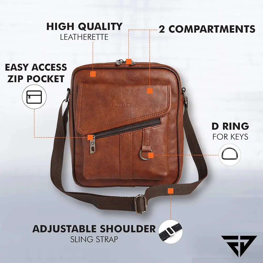 FUR JADEN Sling Cross Body Travel Office Business Messenger one Side Shoulder Bag Unisex