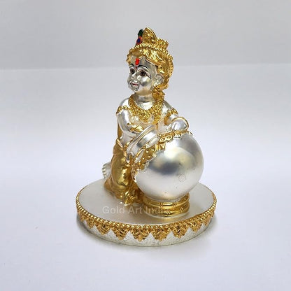 Gold Art India Makhan Krishna Krishna Idol for Home Decor Laddu Gopal murti for Gifting