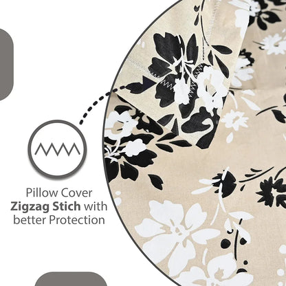 Divine Casa Bedsheet for Single Size Bed 144 TC Cotton Bedsheet for Single Size Bed with 1 Pillow Cover  Floral Colour Beige Sunflower