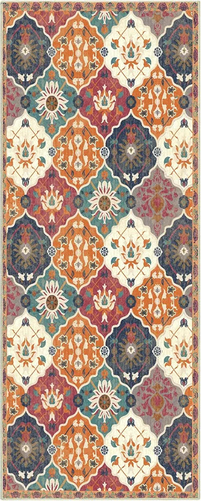 Ishro Home Velvet Premium Modern Runner Rug For Bedroom, Kitchen Colour Blue