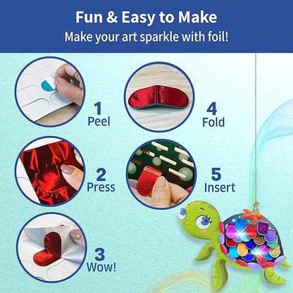 Chalk and Chuckles Art and Craft Kit | Fabulous Foil Decorations for Kids Age 4-9 Year | Sea Animals Diy Toys