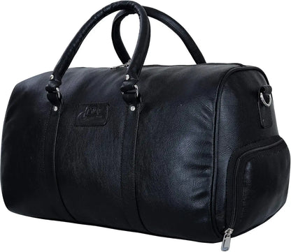 Leather World Duffle Bag for Travel with Shoe Compartment for Men and Women Made of Textured Leatherette with Detachable Shoulder Strap Cabin Bag 