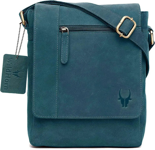 WILDHORN Leather Sling Messenger Bag for Men I Multipurpose Crossbody Bag I Travel Bag with Adjustable Strap I IDIMENSION: L- 8 inch H- 10.5 inch W- 2.75 inch