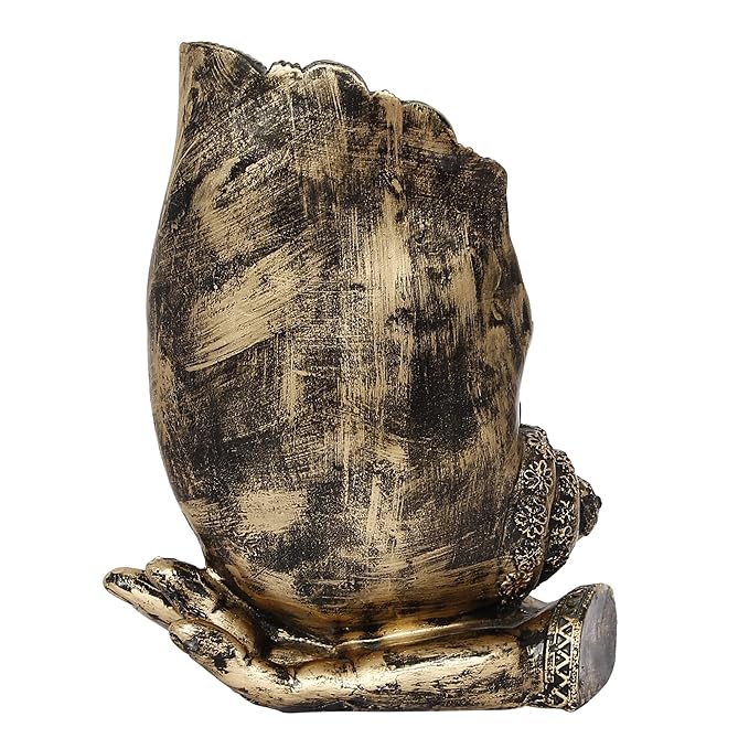 Ecraftindia Lord Ganesha Sitting on a Hand Base Handcrafted Decorative Polyresin Figurine