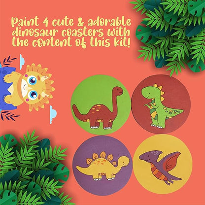 Kalakaram Paint Your Own Dinosaur Coaster Diy Kit for Kids | Fun & Educational Paint Activity for Kids