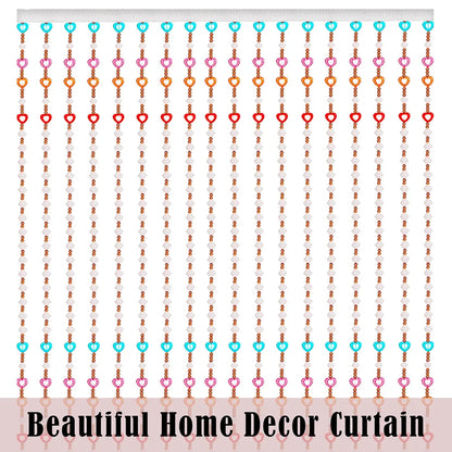 Kuber Industries String Door Curtain Fancy Sparkling String Beads Sheer Curtains Heart Angora Curtains Multi