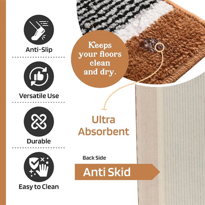 Kuber Industries Anti-Skid Water-Absorbent Door Mats for Home Micro Wings Lining Golden