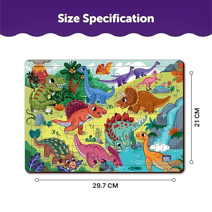 Mini Leaves 35 Piece Wooden Jigsaw Puzzle for Kids | Dinosaurs Jigsaw Puzzle | Educational Toys for Kids