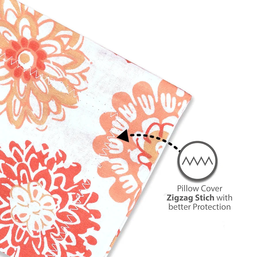 Divine Casa 144 TC 100% Cotton Bedsheet for Single Bed with 1 Pillow Cover Colour Red Orange