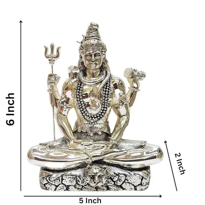 Gold Art India Lord Shiva Silver Plated Antique Idol with Trishul