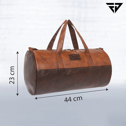 Fur Jaden Tan Leatherette Gym Bag for Men Women Boys Girls Travel Duffle Weekender Bag 23L