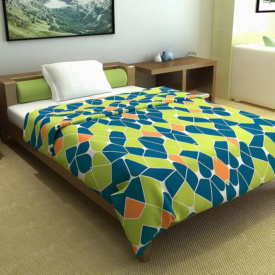 Divine Casa 120 GSM Microfiber Reversible Comforter Single Bed for Summer Blankets TC - 120 Colour Lichen Green