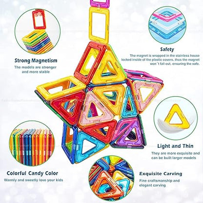 FunBlast Mag Magic Magnetic Building Blocks Puzzle for Kids Learning Toy Block Vehicle Playset