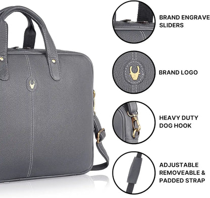 WildHorn Leather Laptop Messenger Bag for Laptop/MacBook up to 15 inch| Padded Laptop Compartment |Office Bag I 365 Days Warranty