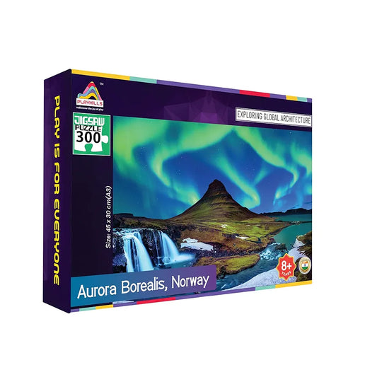 Playhills Aurora Borealis, Northern Lights  Landscape Wooden Jigsaw Puzzle for Children and Adults 8+ Years| Focus, Mind Relaxation Puzzles Family and Activity Games