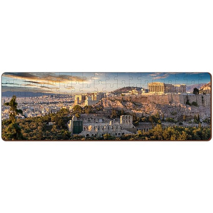 Mini Leaves Panorama View Athens Greece 108 Pieces Wooden Puzzle for Adults | Multicolor 108 Pieces | Wooden Puzzle Box