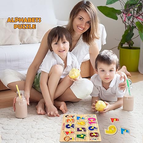 Highroof 1 To 10 Numbers Alphabets Wooden Toys For Kids 3 + Jigsaw Puzzles For Adults Baby