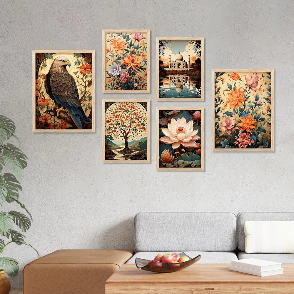 Kotart Premium Digital Paintings with Frame Pack of 6 J