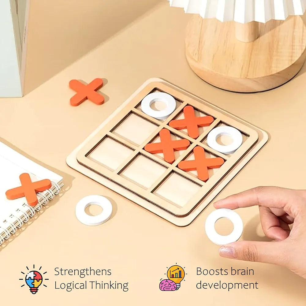 KIDS KINDLY Wooden Tic Tac Toe Game for Kids , 2 Player Puzzle Toy, Return Gifts for Birthdays, Boys and Girls, Age 4+